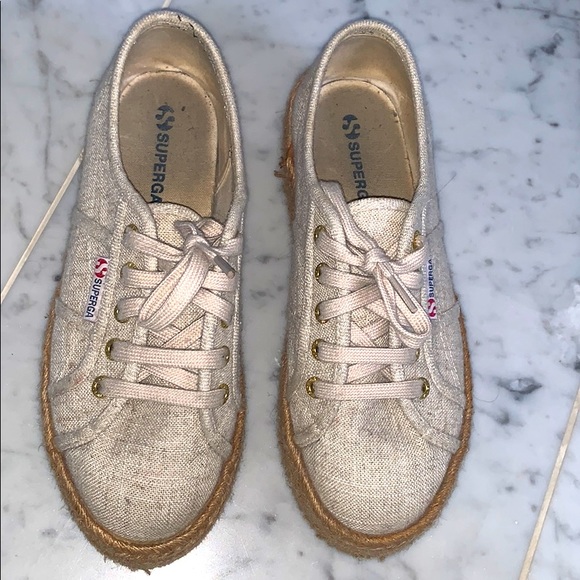 Linen Superga Platform Sneakers - Size 38 - Picture 2 of 5